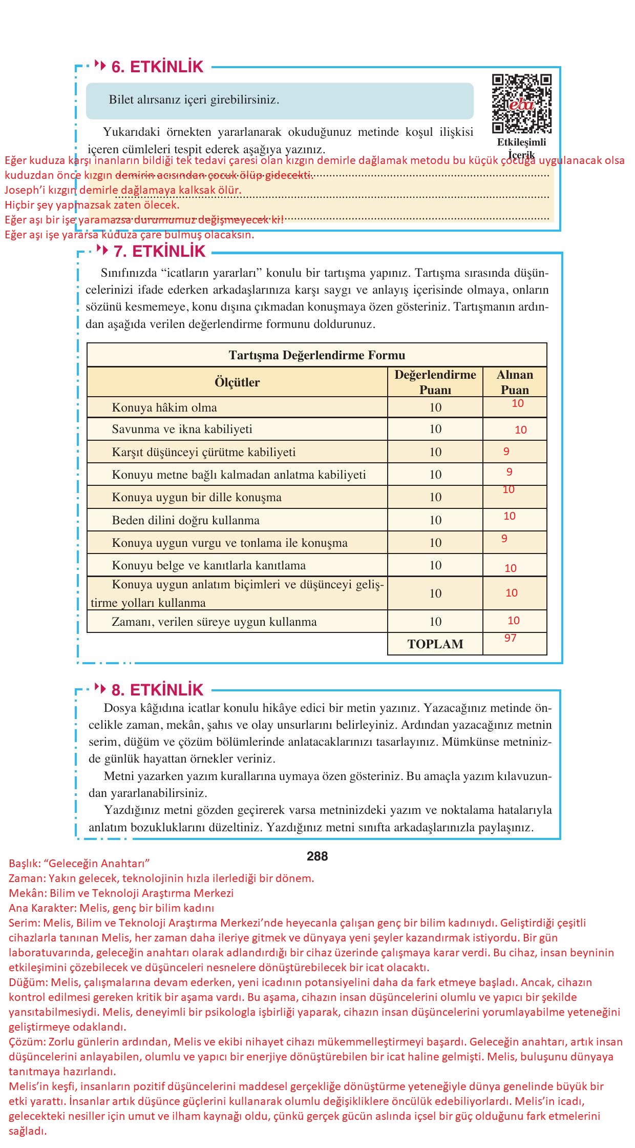 8. Sınıf Hecce Yayıncılık Türkçe Ders Kitabı Sayfa 288 Cevapları