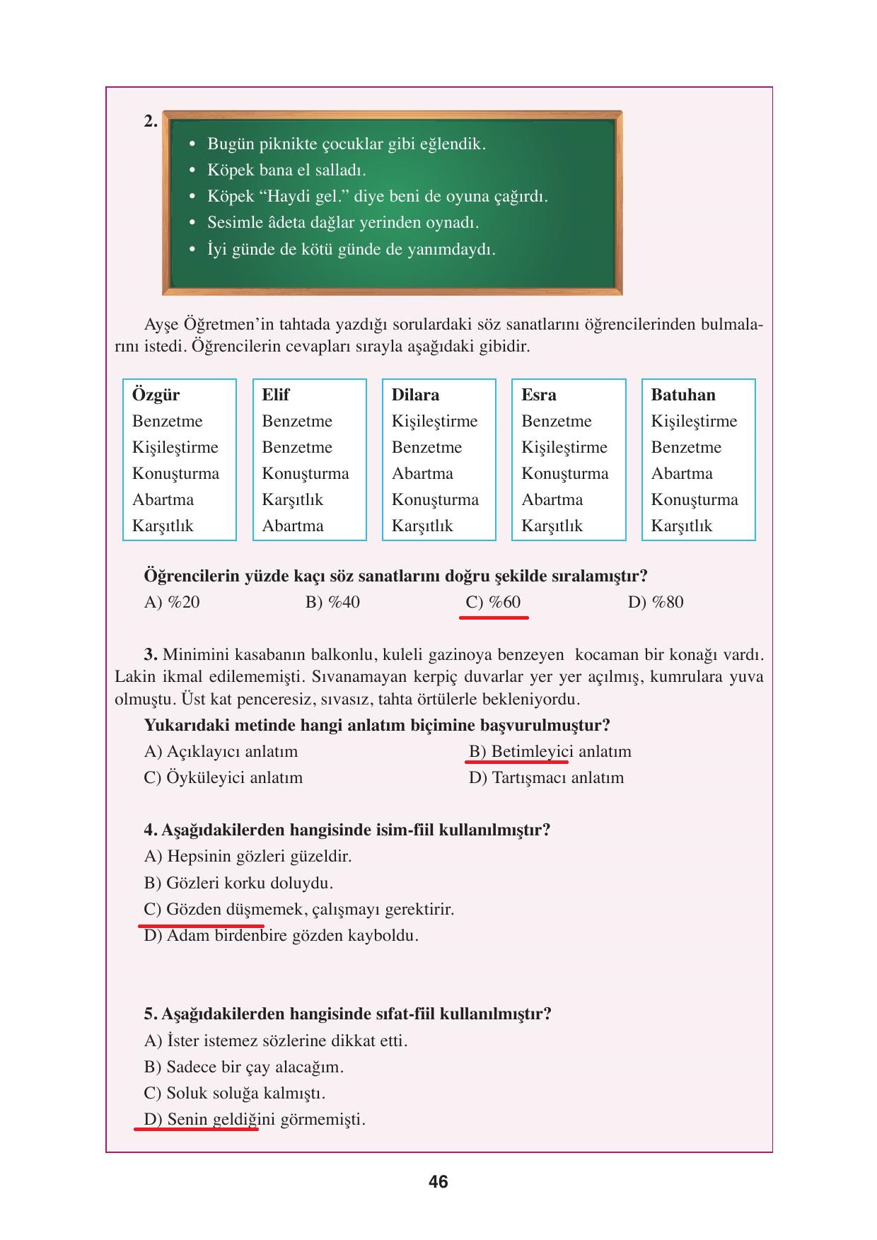 8. Sınıf Hecce Yayıncılık Türkçe Ders Kitabı Sayfa 46 Cevapları