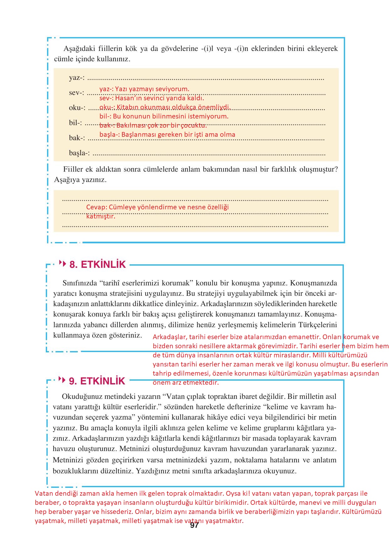 8. Sınıf Hecce Yayıncılık Türkçe Ders Kitabı Sayfa 97 Cevapları