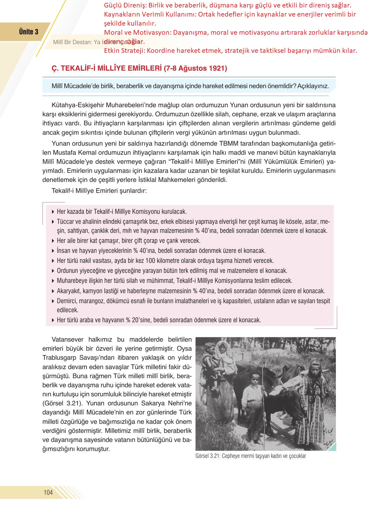 8. Sınıf Semih Ofset Sek Yayınları İnkılap Ders Kitabı Sayfa 104 Cevapları