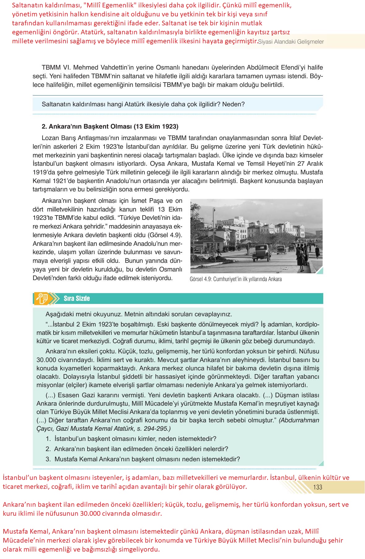 8. Sınıf Semih Ofset Sek Yayınları İnkılap Ders Kitabı Sayfa 133 Cevapları