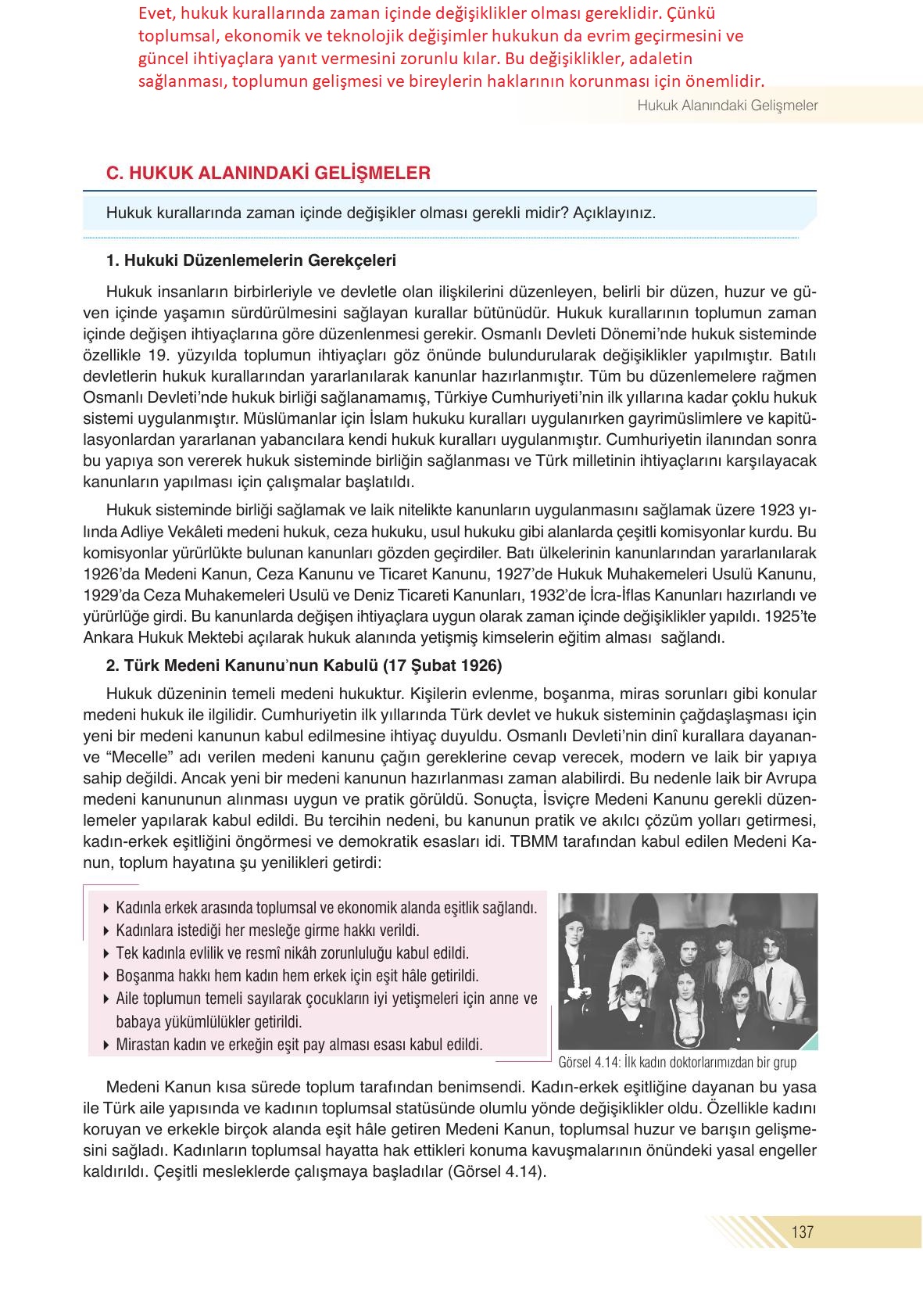 8. Sınıf Semih Ofset Sek Yayınları İnkılap Ders Kitabı Sayfa 137 Cevapları