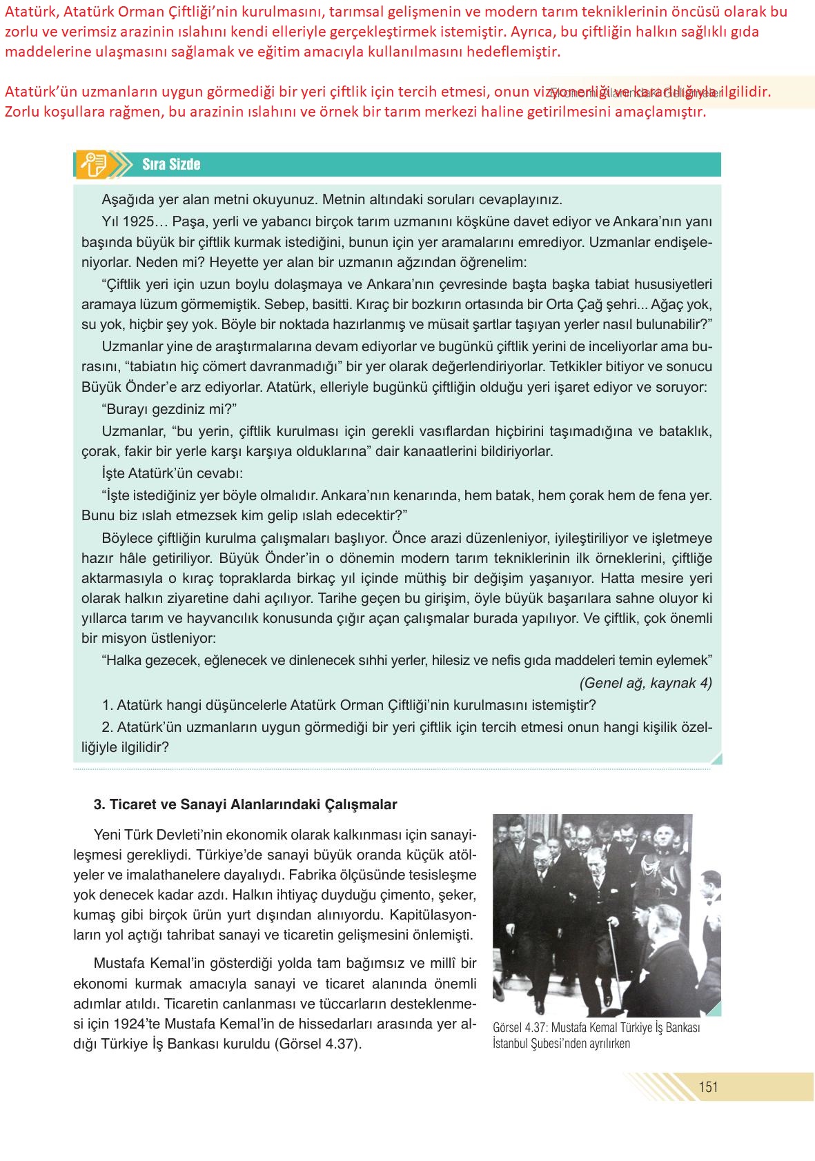 8. Sınıf Semih Ofset Sek Yayınları İnkılap Ders Kitabı Sayfa 151 Cevapları