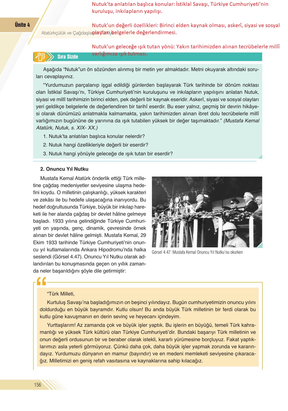 8. Sınıf Semih Ofset Sek Yayınları İnkılap Ders Kitabı Sayfa 156 Cevapları