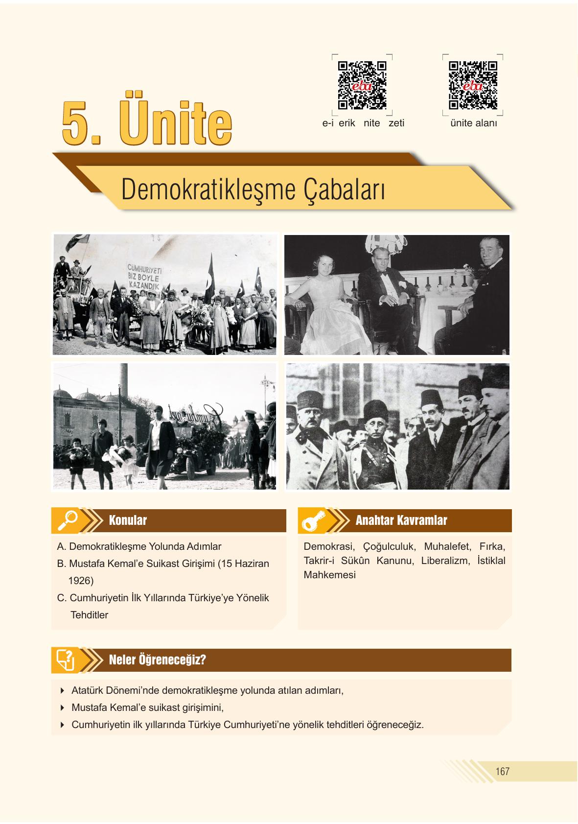 8. Sınıf Semih Ofset Sek Yayınları İnkılap Ders Kitabı Sayfa 167 Cevapları