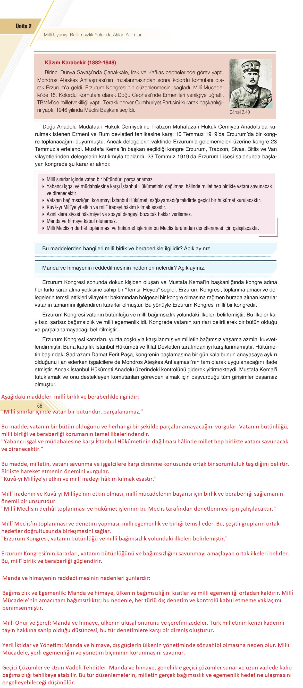 8. Sınıf Semih Ofset Sek Yayınları İnkılap Ders Kitabı Sayfa 66 Cevapları