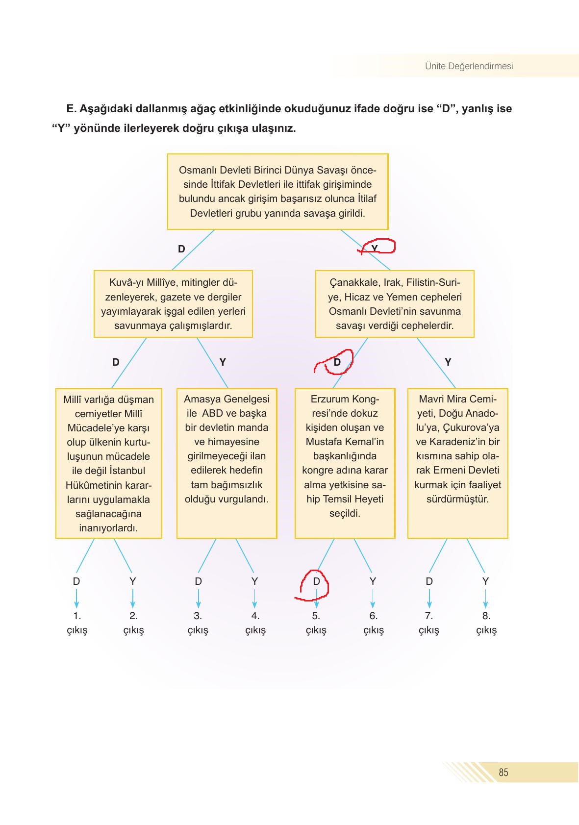 8. Sınıf Semih Ofset Sek Yayınları İnkılap Ders Kitabı Sayfa 85 Cevapları
