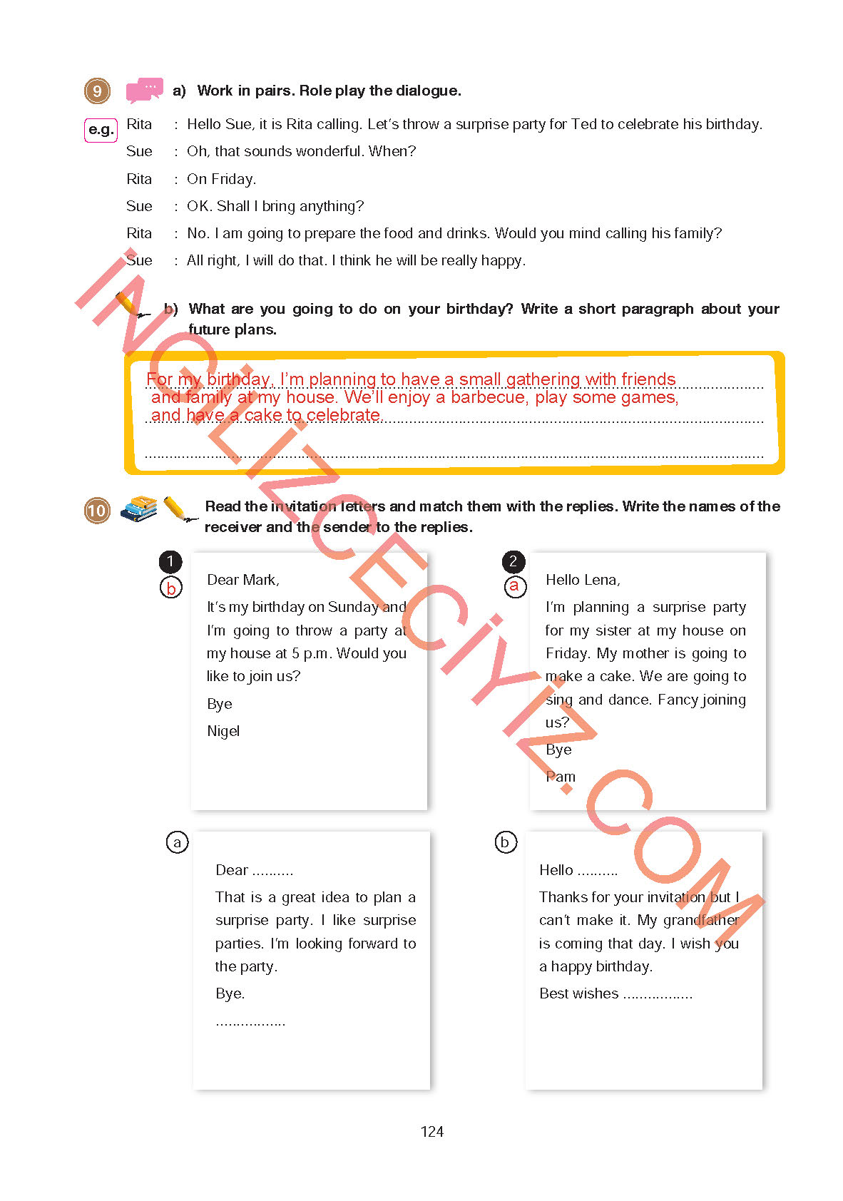 9. Sınıf Erkad Yayınları İngilizce Ders Kitabı Sayfa 124 Cevapları