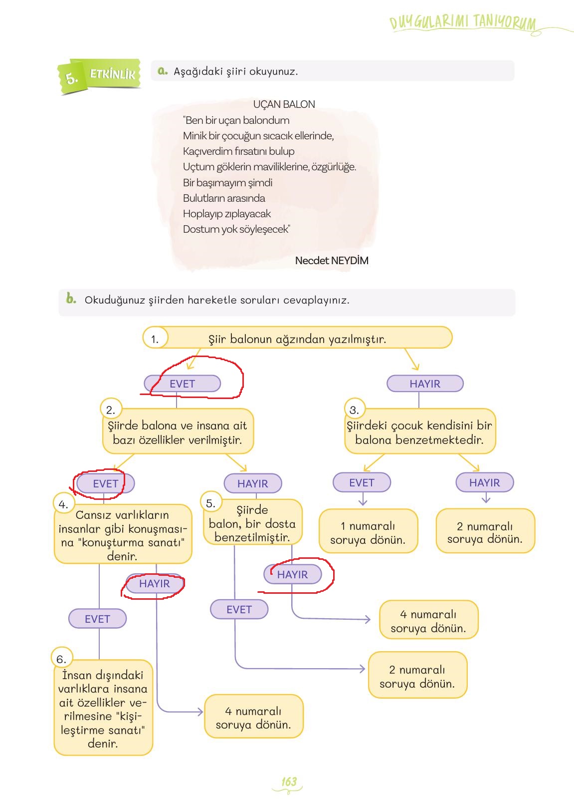 5. Sınıf Meb Yayınları Türkçe 1. Kitap Ders Kitabı Sayfa 163 Cevapları