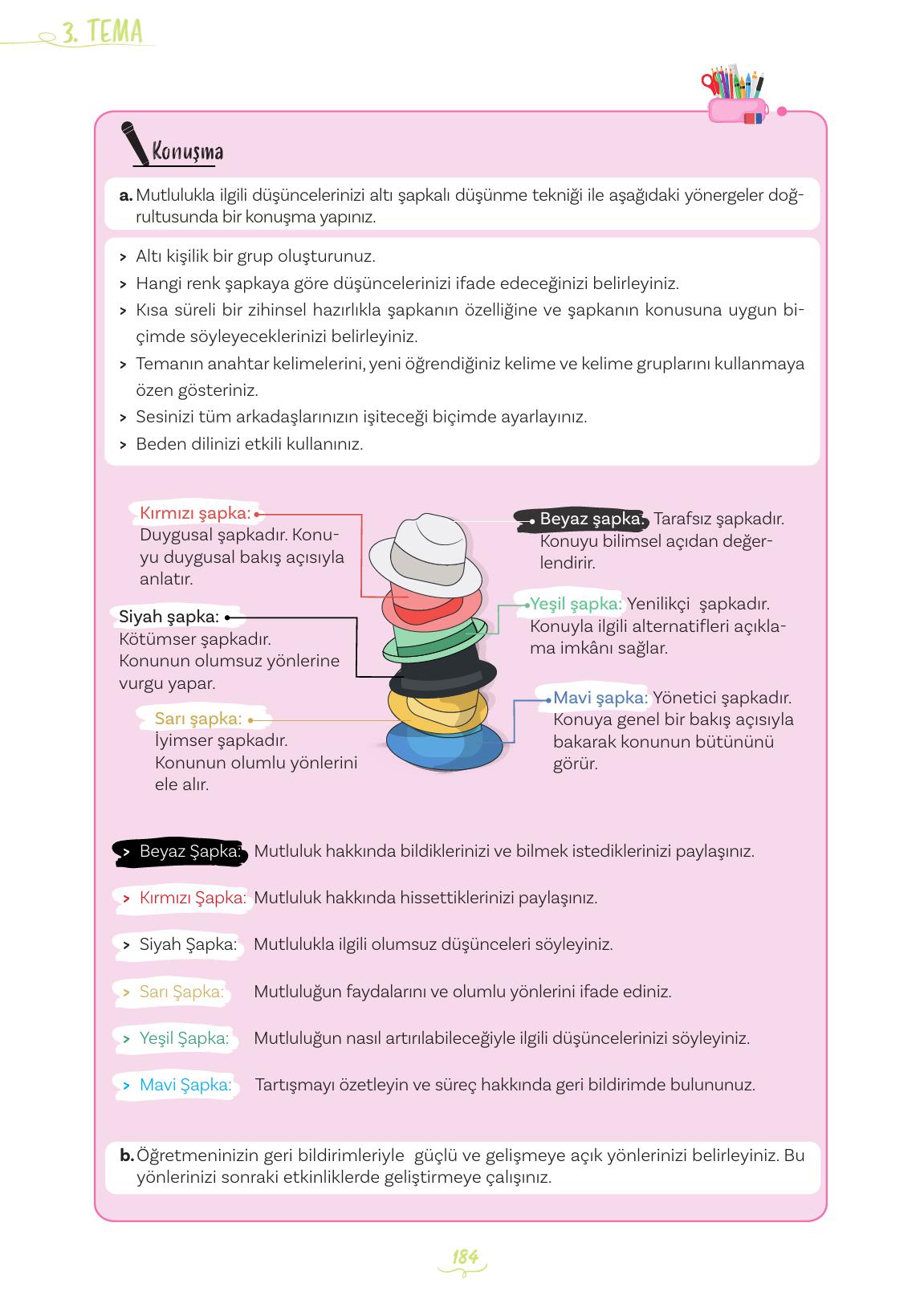 5. Sınıf Meb Yayınları Türkçe 1. Kitap Ders Kitabı Sayfa 184 Cevapları