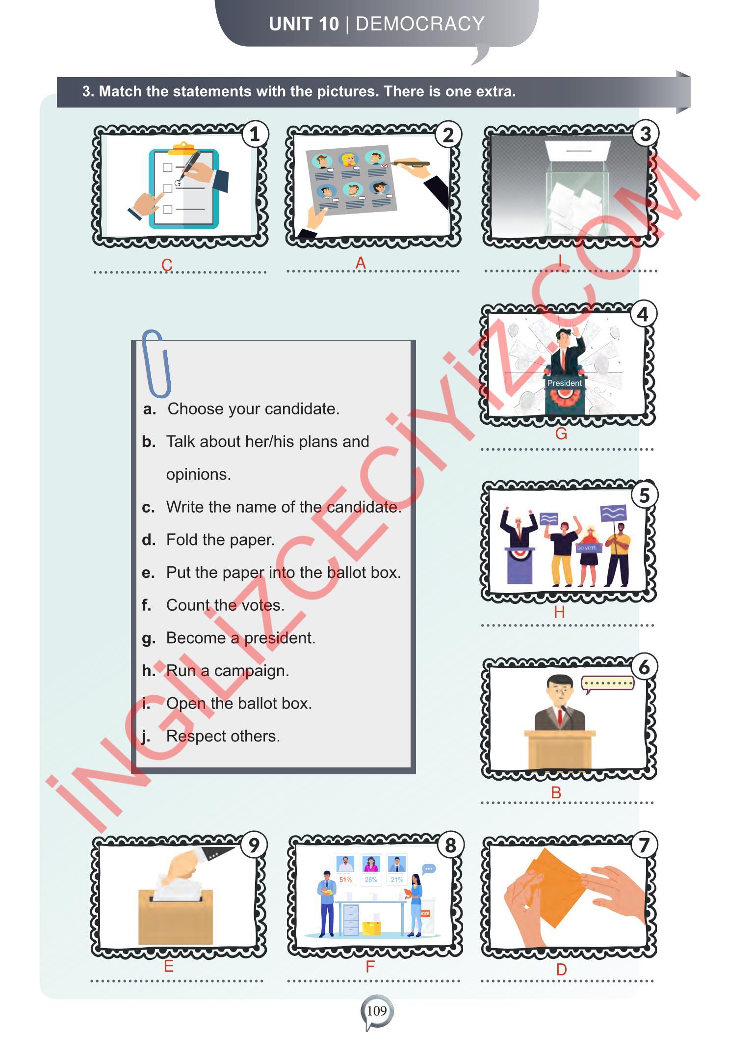 6. Sınıf Meb Yayınları İngilizce Ders Kitabı Sayfa 109 Cevapları