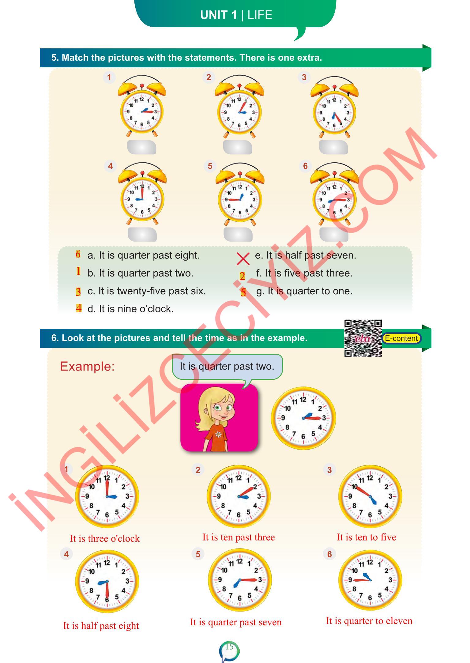 6. Sınıf Meb Yayınları İngilizce Ders Kitabı Sayfa 15 Cevapları